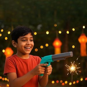 Double Barrel Matchstick Gun Toy | Safe Plastic Toy Gun for Kids Outdoor Play